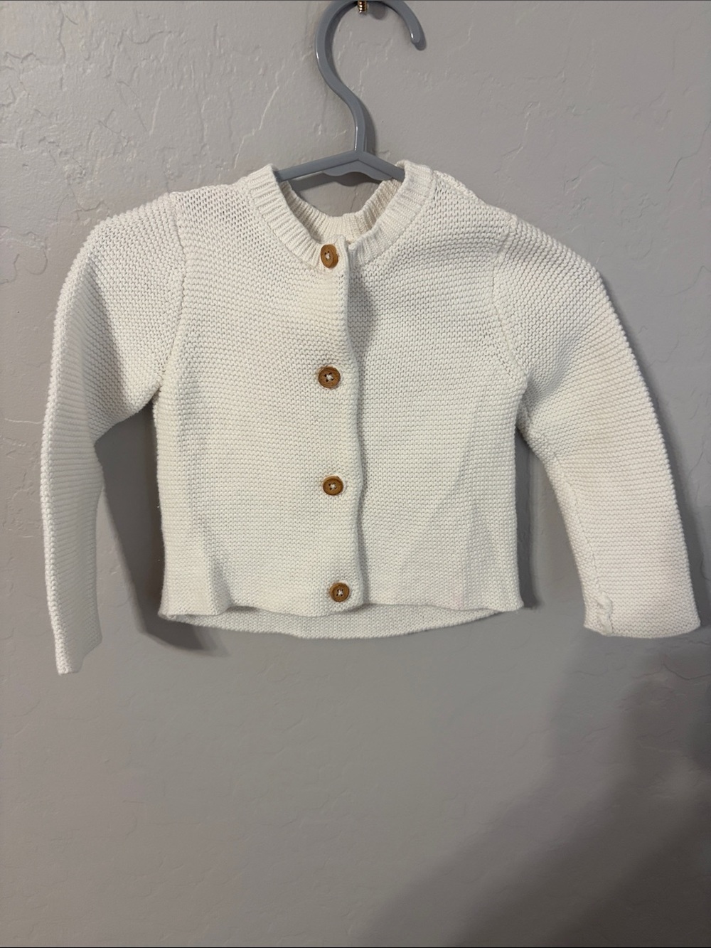 Cream Knit Button-Front Kids Cardigan